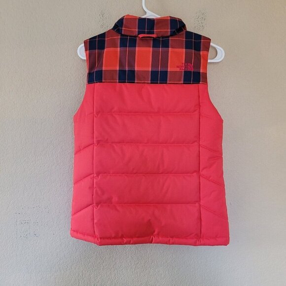 The North Face Puffer Vest Womens Sz XS Goose Down Full Zip Mock Neck 550 Plaid - Picture 11 of 11